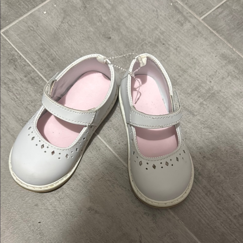 White and Pink Dress Shoes with Classic Strap